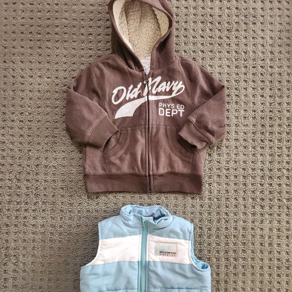Set of 2, 18-24 Mo, Old Navy Hood Jacket + Baby Works Vest Puffer Jacket, 18 Mo - Picture 1 of 7